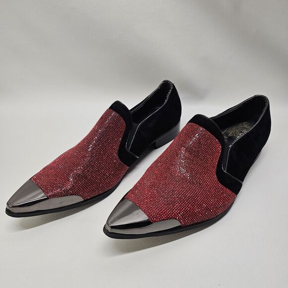 Mens DEZZY-212 Red Black Shoes Size 13 – Glitter Formal Party Loafers - Picture 1 of 7